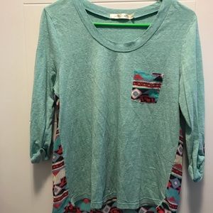 Liberty Love Green Top with Aztec Design Size L